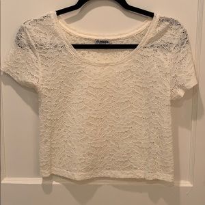Express white lace crop top